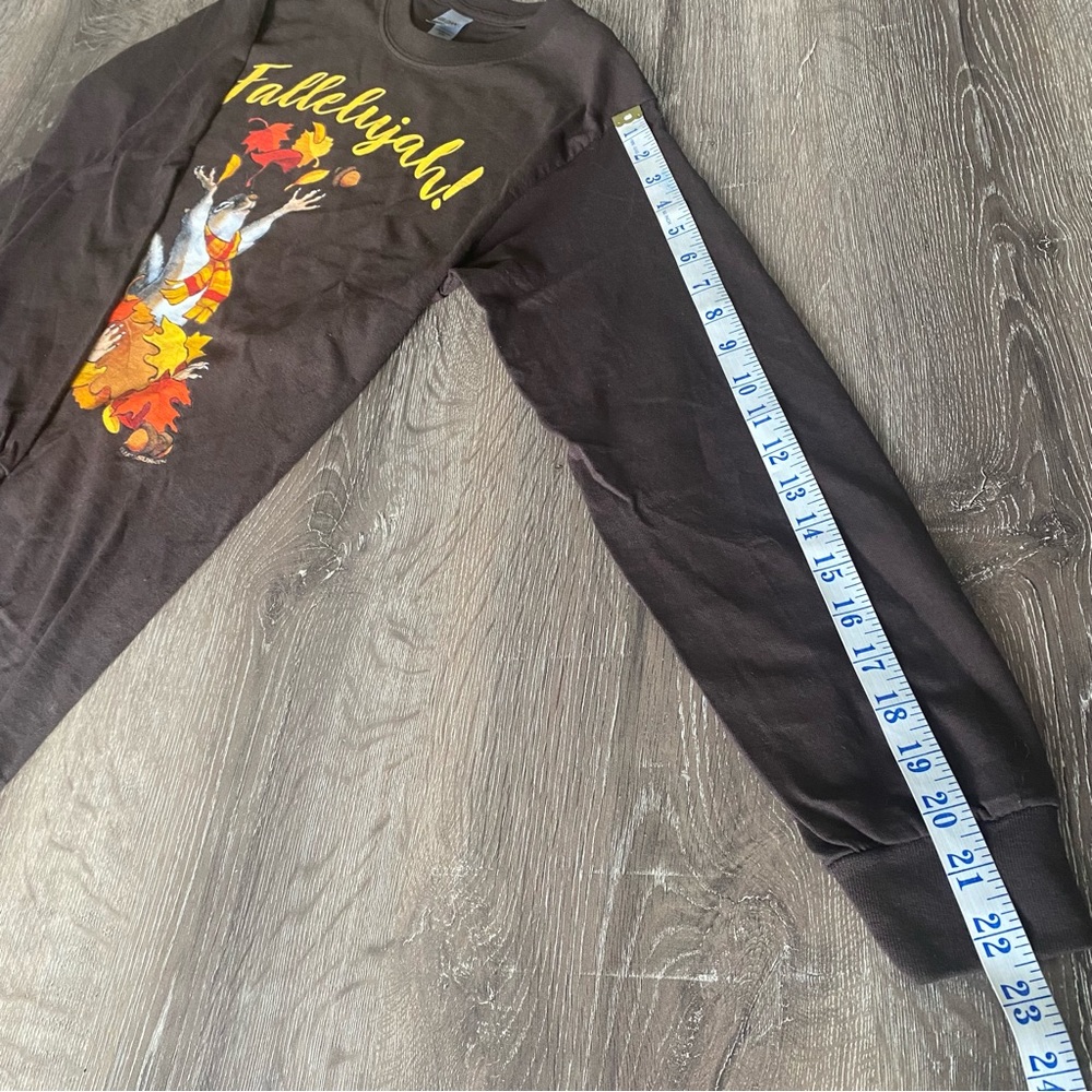 Funny Squirrel & Zombies Fall Autumn Fallelujah Long Sleeve Brown Tee - Picture 7 of 9
